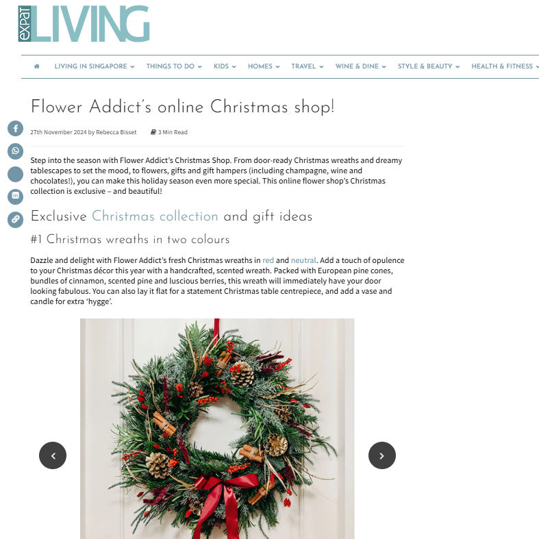 Expat Living Flower Addict’s online Christmas shop