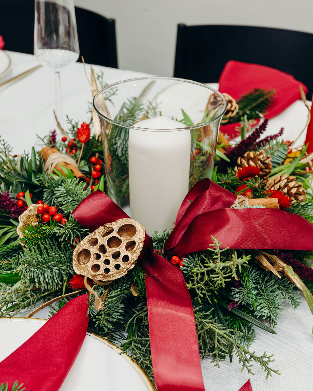 Traditional Christmas Wreath Centerpiece