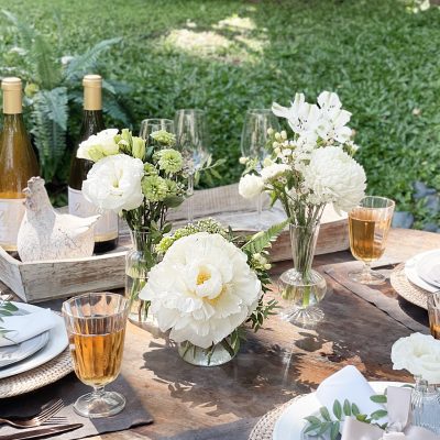 White Floral Wedding Bud Vases